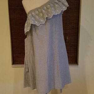 SO Navy Stripe One Shoulder Dress - XL